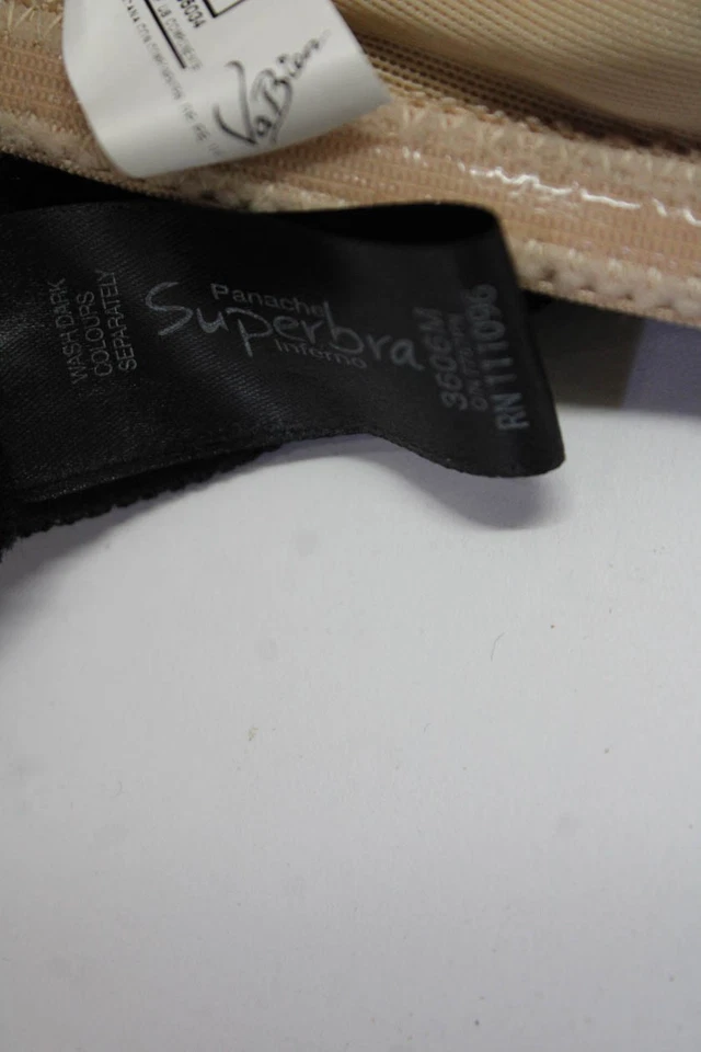 Conjunto de súper sujetador Panache para mujer forrado de algodón con cierre de cable negro desnudo talla 36E 38E Foto 3 de 4