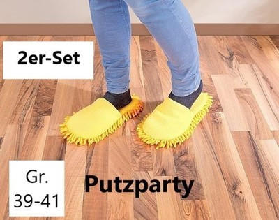 NEU Putz Hausschuhe Mikrofaser Sohle für Spaß Reinigung Schmutz Boden Wischmop