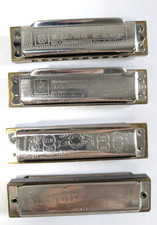 Harmonica Lot of 4 - Hohner Blues D E , Marine Band E , Victory Band, Vntg