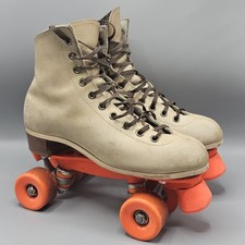 Vintage Riedell Sure Grip Skates Size 9 Tan Suede Made In USA