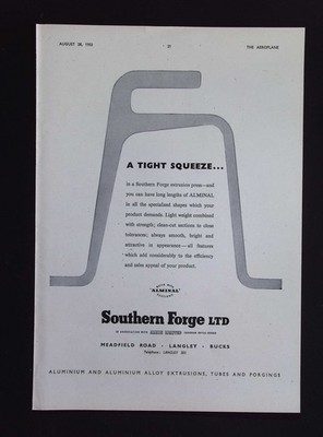 Original 1953 Reklame Southern Forge Aluminiumlegierung Strangpressprofile
