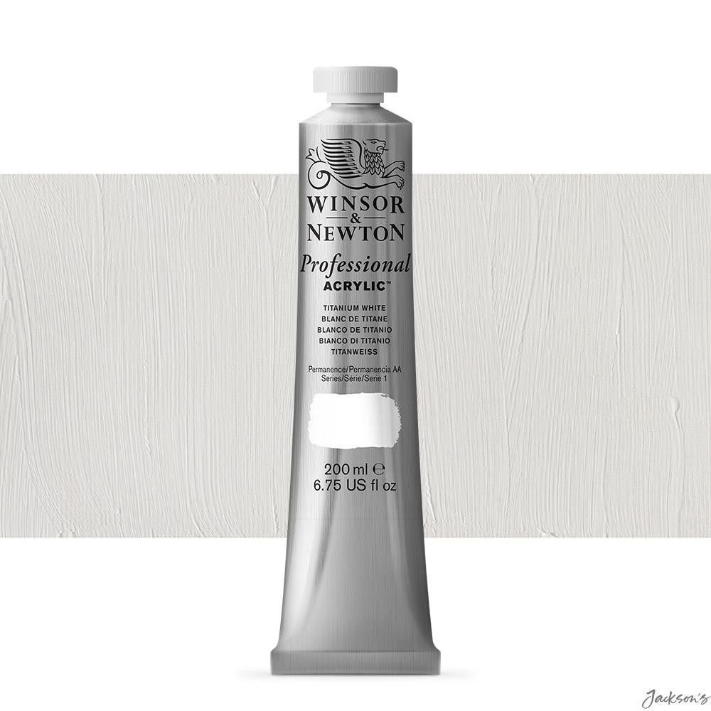 Winsor & Newton Professional Acrylic Paint Titanium White 200ml For Artists