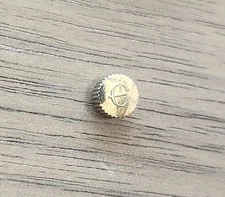 Elgin watch crown. Gold, Signed, Vintage. 5mm x 3mm. Tap 10. 