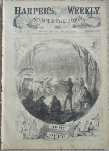 1863 Harper's Weekly January 31, Civil War, Murfreesboro, Galveston, Charleston