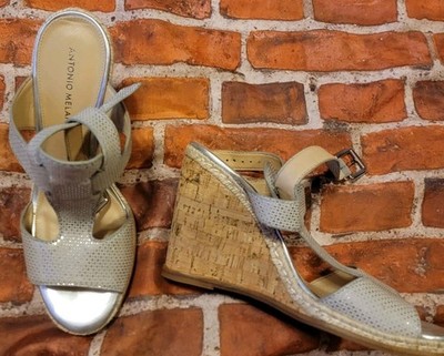 Antonio Melani Maree Platform Sandals Beige Wedge Open Toe Size 10 M Tan Shoes