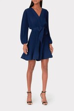 New With Tags Milly Liv Pleated Mini Belted Dress Navy Blue SZ 2 Cocktail Party