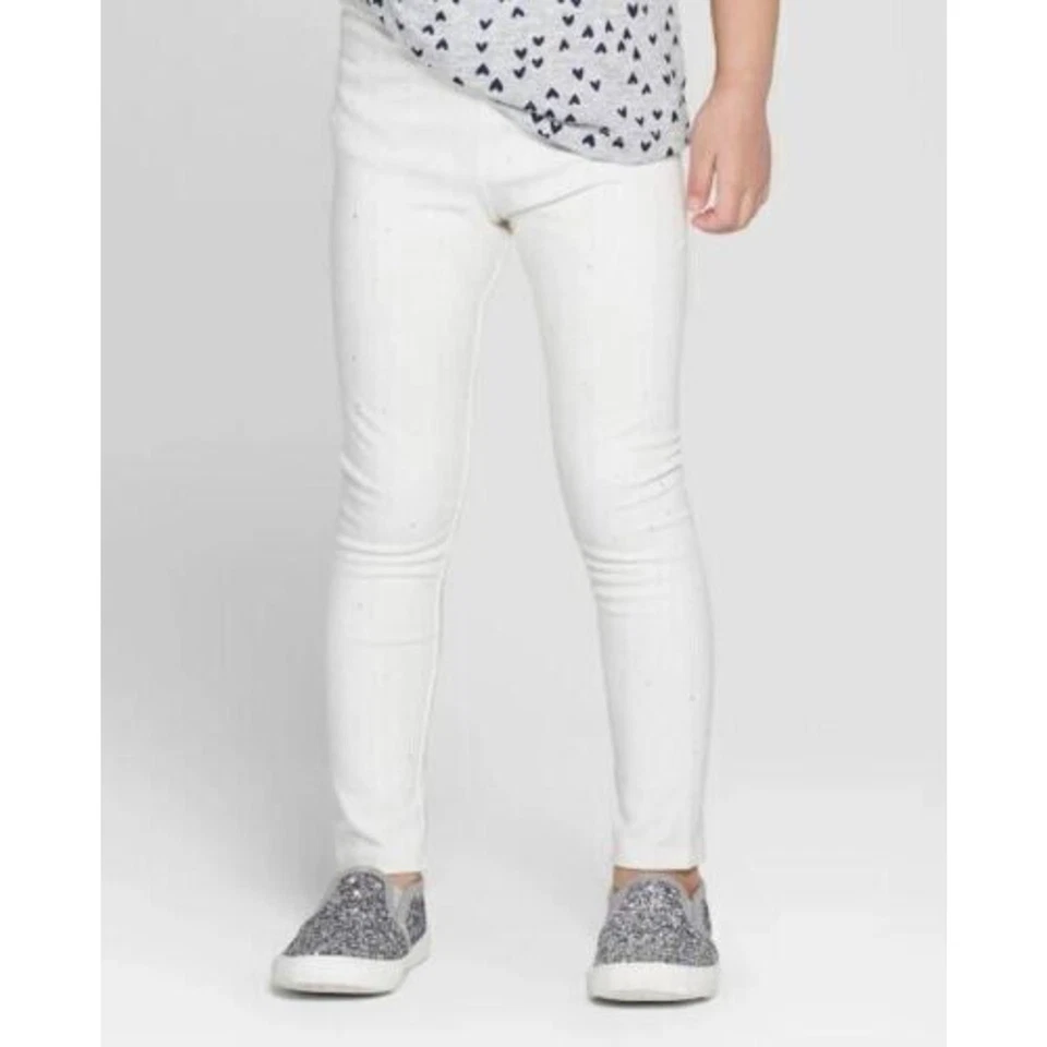 Leggings Cat & Jack™ Niñas Pequeñas Duraderas Rodilla Algodón Crema Hotmelt Brillo 12M Foto 2 de 3