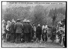 Photo:Helen Taft in Glacier Nat'l Park - holding Sacred Wimpuss Skin
