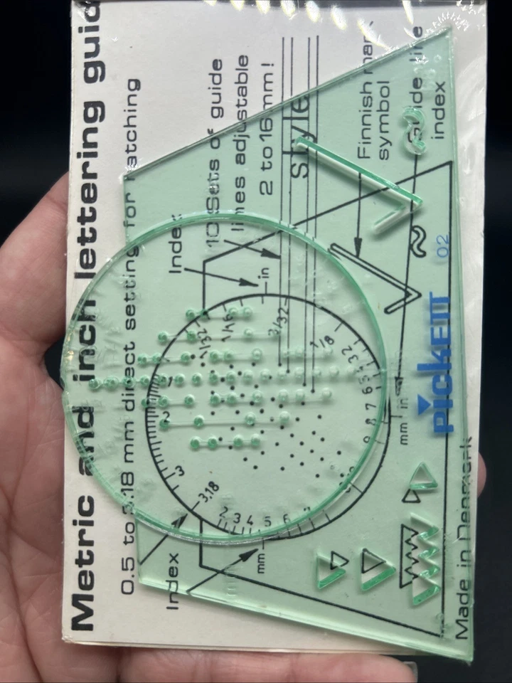 Vintage Pickett Template 02 Parallelograph Lettering Guide Drafting New  - Image 2 of 4