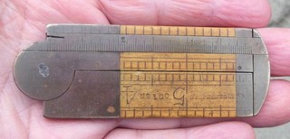 Antique Stephens & Co. 6" Folding Ruler W/Slide Caliper