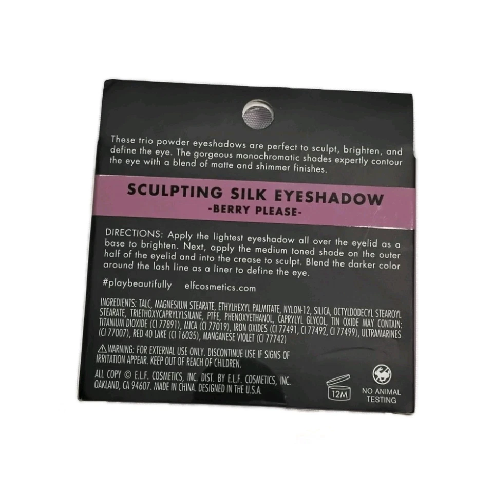 e.l.f. Sombra de ojos de seda esculpida trío bayas por favor sellada de fábrica difícil de encontrar Foto 2 de 3