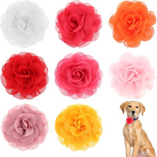 8 Pcs Dog Collar Accessories - Multicolor Dog Flower Bow Collar with Charms for