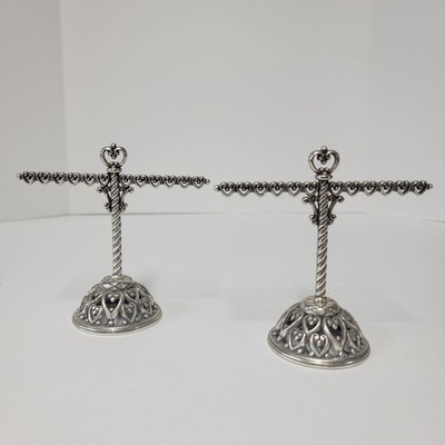 Pair of Brighton Silver Tone Heart Earring Holder Display Stand Organizers NICE!