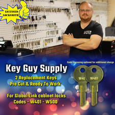 W401-W500 Replacement keys for Global File Cabinet locks,  Desk Office Furniture