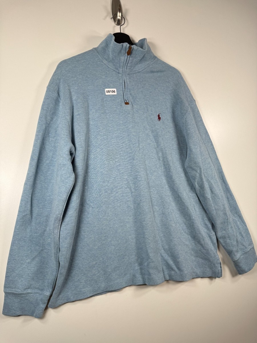 Polo Ralph Lauren Mens 1/4 Zip Mockneck Pony Sweater Blue Sz