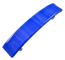 Stained GLASS BARRETTE 3.5" 90mm Royal BLUE  Striped White Streaks Large Clip