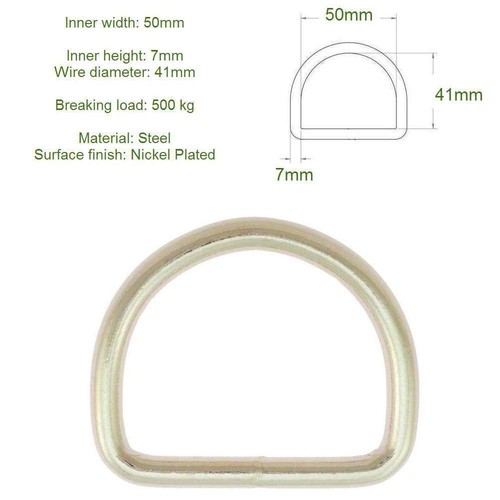 Welded D RINGS 10, 12, 14, 16, 18, 20, 22, 24, 26, 28, 30, 35, 40, 50mm - Silver - Picture 16 of 16