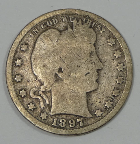 1897-S Barber Quarter GOOD Silver 25c ~ Surface Marks