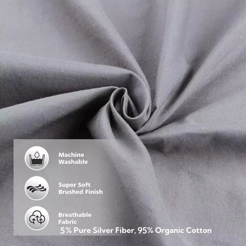 5% Silver Fiber Cotton Grounding Fitted Sheets Gray Sleep Better Earth Cord - Image 2 of 4