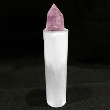 Polished Selenite Tower Smooth Display Crystal Energy Cylinder Charging Column
