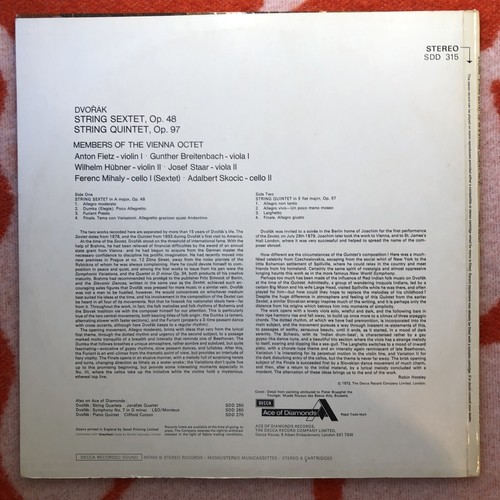 Dvorak: String Sextet In A Major, Op 48, Vinyl Lp, Decca 1971, VG+/VG+ - Picture 2 of 9