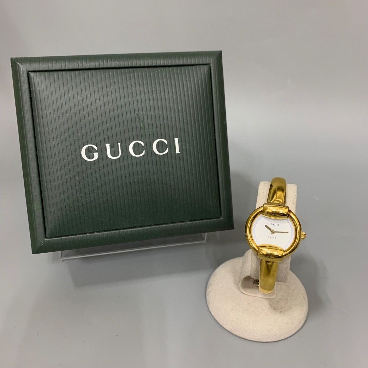 Gucci 1400L Watch Quartz Women's White Dial Working Round Gold