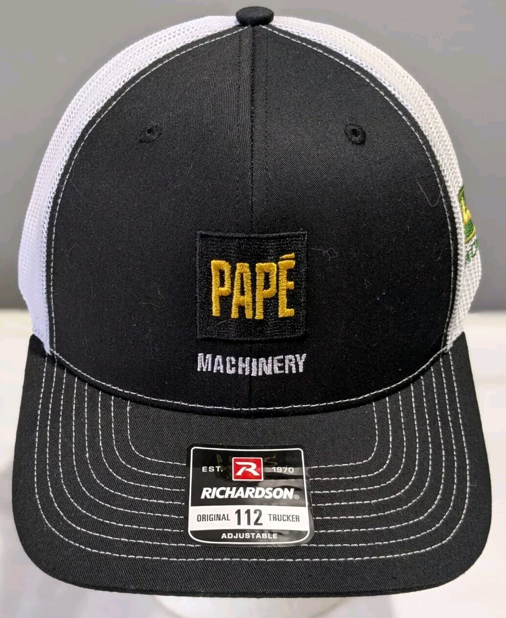 PAPE Machinery John Deere Snap Back Trucker Hat Cap Men Adjustable Black Grey