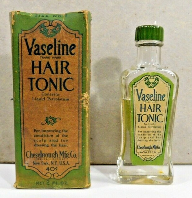 RARE Vaseline Hair Tonic Bottle with Box EVC Chesebrough Mfg Co 40 cent