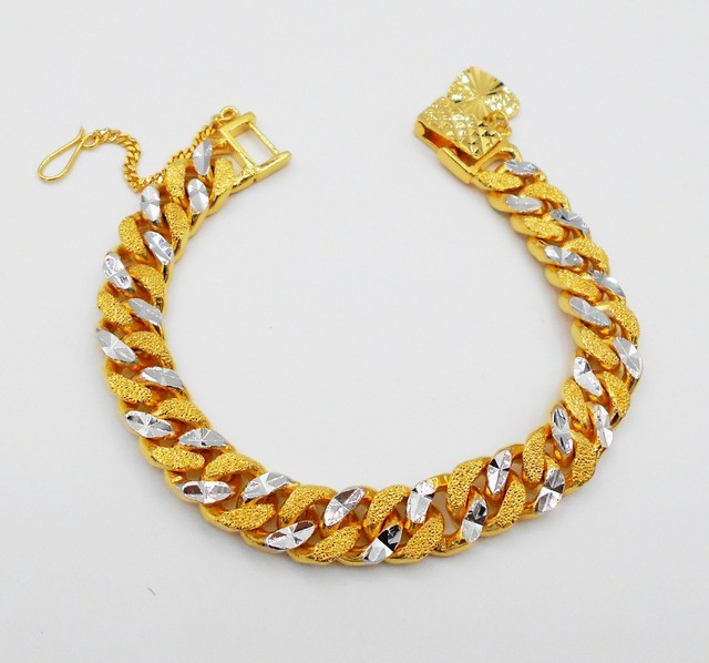 8 MM 23K 24K Thai Baht Yellow Gold Plated Bracelet 7.5" Jewelry Men's