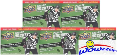 (5)2021/22 Upper Deck Series 2 Hockey Factory Sealed HUGE Blaster Box-YOUNG GUNS