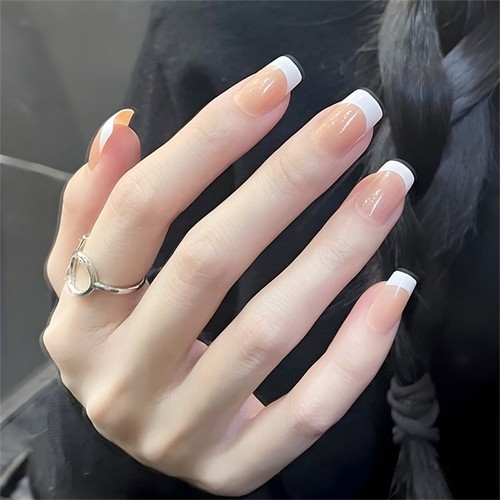 Uñas falsas portátiles 24 piezas uñas postizas puntas de uñas cubierta completa prensa de acrílico sobre uñas - Imagen 9 de 22