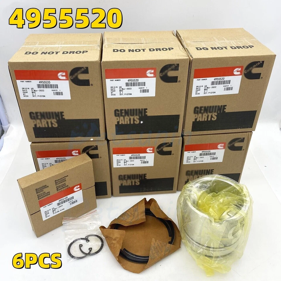 6PCS Piston & Piston Rings Kit STD for Dodge Ram 6.7 Cummins Diesel 2007-2019 - Image 2 of 4
