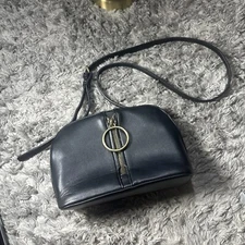 Sole Society Black Leather and Gold Zipper  Crossbody Purse Shoulder Bag