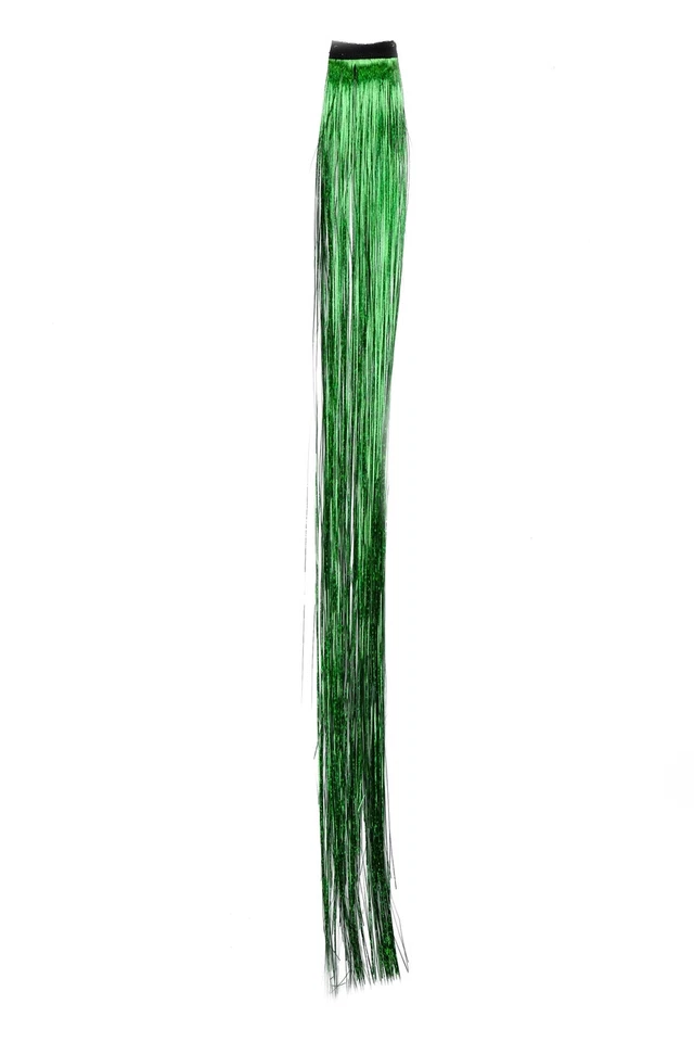 1 Clip-In Extension Highlights Mèches Tinsel Guilandes Métallique Vert RH-044 - Photo 1/3