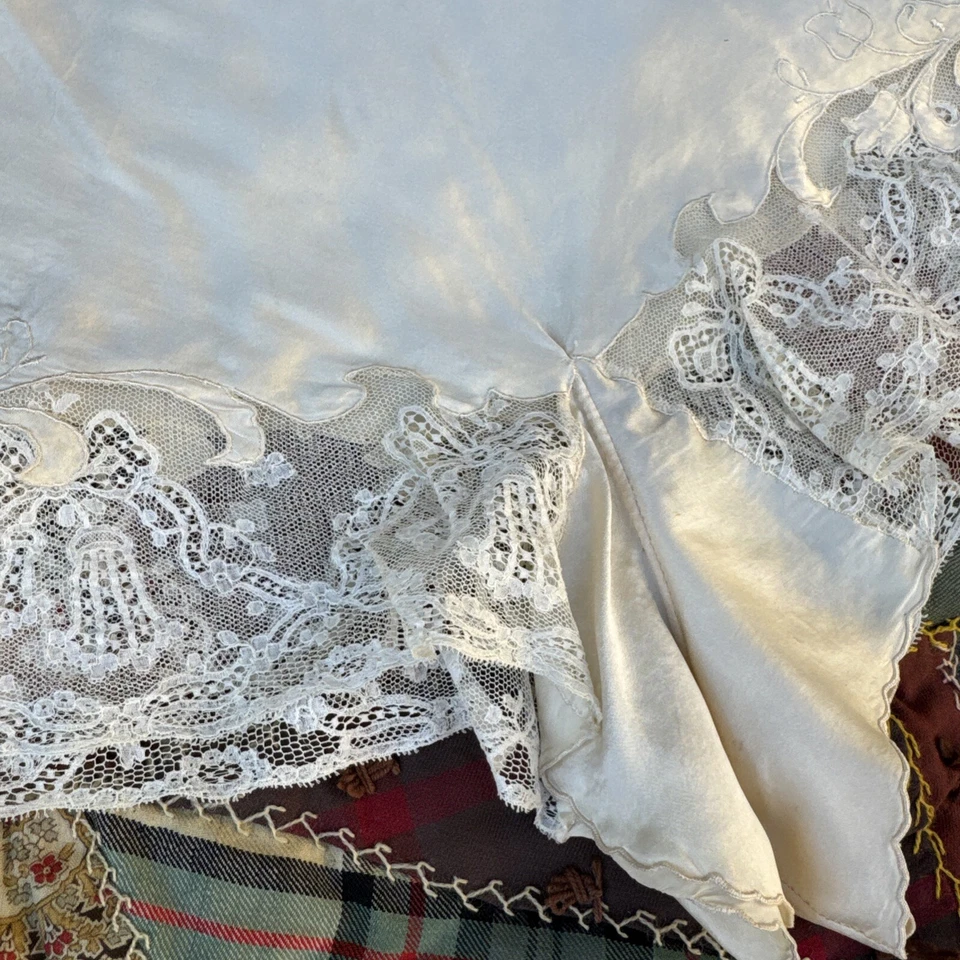 Винтажные шорты 1930-х из кремового шелка с атласом и колокольчиком сетчатые кружевные ручной шитье кран 1920-е - Изображение 4 из 4