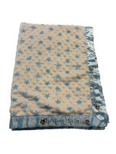 Just Born Monkey Blue Star Handsome Like Daddy Minky Dot Blanket Satin Trim Boy