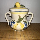 Vintage 1940s Redwing Pottery Brittany Sugar Bowl W/ Lid, Hand Painted