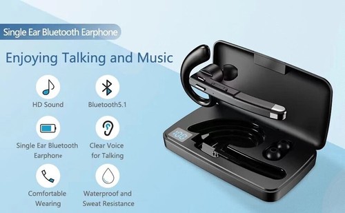 Wireless Bluetooth Headset In Ear Handsfree Single Earpiece Microphone Earphone - Picture 12 of 20