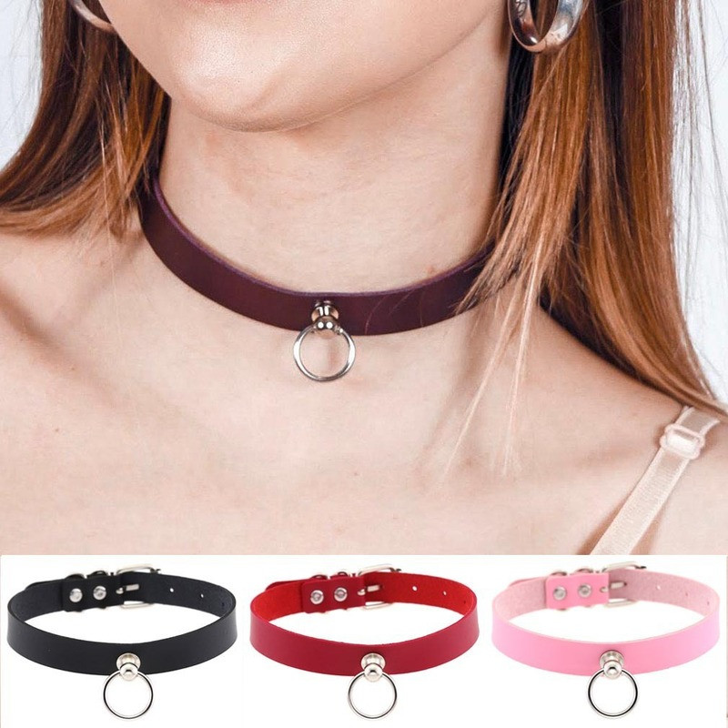Harajuku Style Leather With Pendant Choker Necklace Punk Collar Accessories