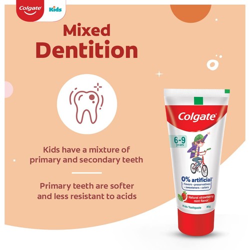Colgate Kids Toothpaste 0% Artificial Preservatives, Colours, Sweeteners Strawbe - Picture 5 of 10