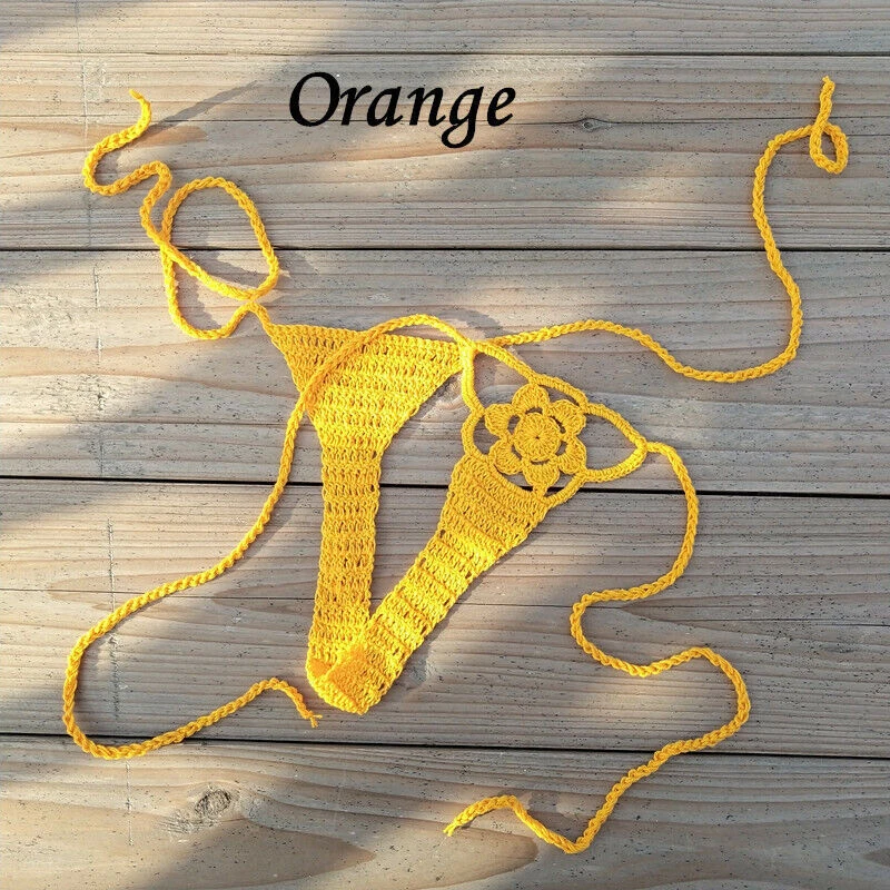 Hand Crochet Sexy Bikini Bottom Thong Boho Women Mini Bikini Sexy G-String - Image 2 of 4