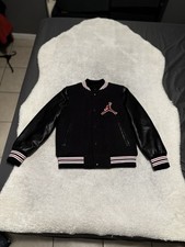 Air Jordan Boys Varsity Flight Jacket Black Red Small Jump Basketball Sports