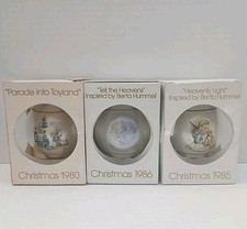 Schmid Berta Hummel Inspired Ornaments Christmas Ball 1980 1985 1986 Lot Of 3