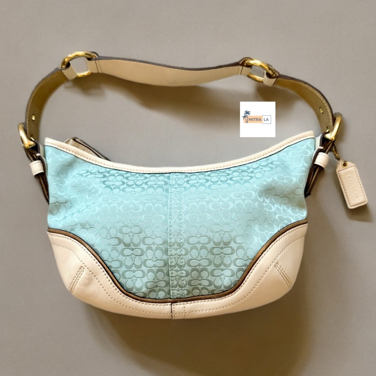 Coach Y2K Signature Blue White Mini Soho Hobo Shoulder Bag 1455
