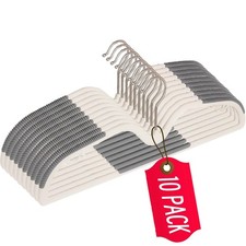 10 PCS Short Neck Plastic Hangers Heavy Duty Non Slip 360 Swivel Hook Grey