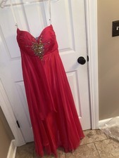 Hot Pink Sequin Beaded Strapless Sweetheart Sleeveless Sheer Long Prom Dress