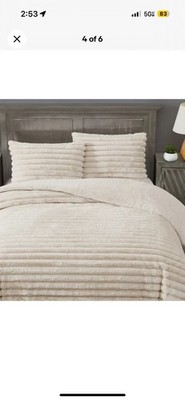Frye 2'' Solid Channel Luxury Faux Fur Comforter Queen Throw Luxurious No Shams