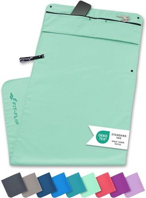 Fit Flip -Piece Towel Set with Zip Pocket + Magnetic Clip + Extra Sports Towel,
