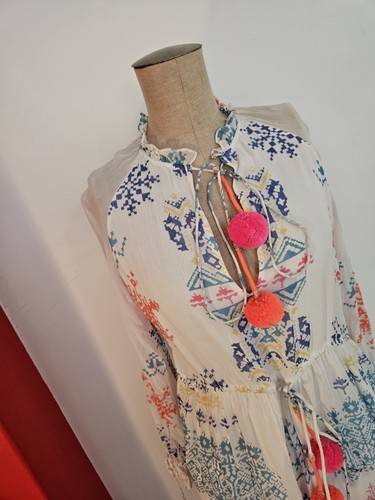 Hemant & Nandita Boho Dress Tassels Size M - Picture 2 of 21