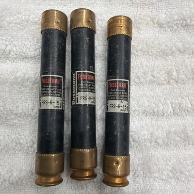 Lot of 3Bussmann FRS-R-15 Class RK5 Dual-Element Fuses 15A Amp Fusetron 600V New